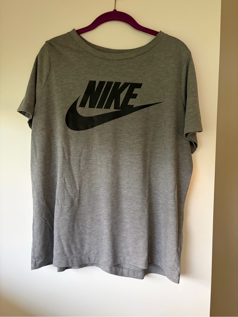 Nike Women’s Light Gray Tee with Black Swoosh - size XL